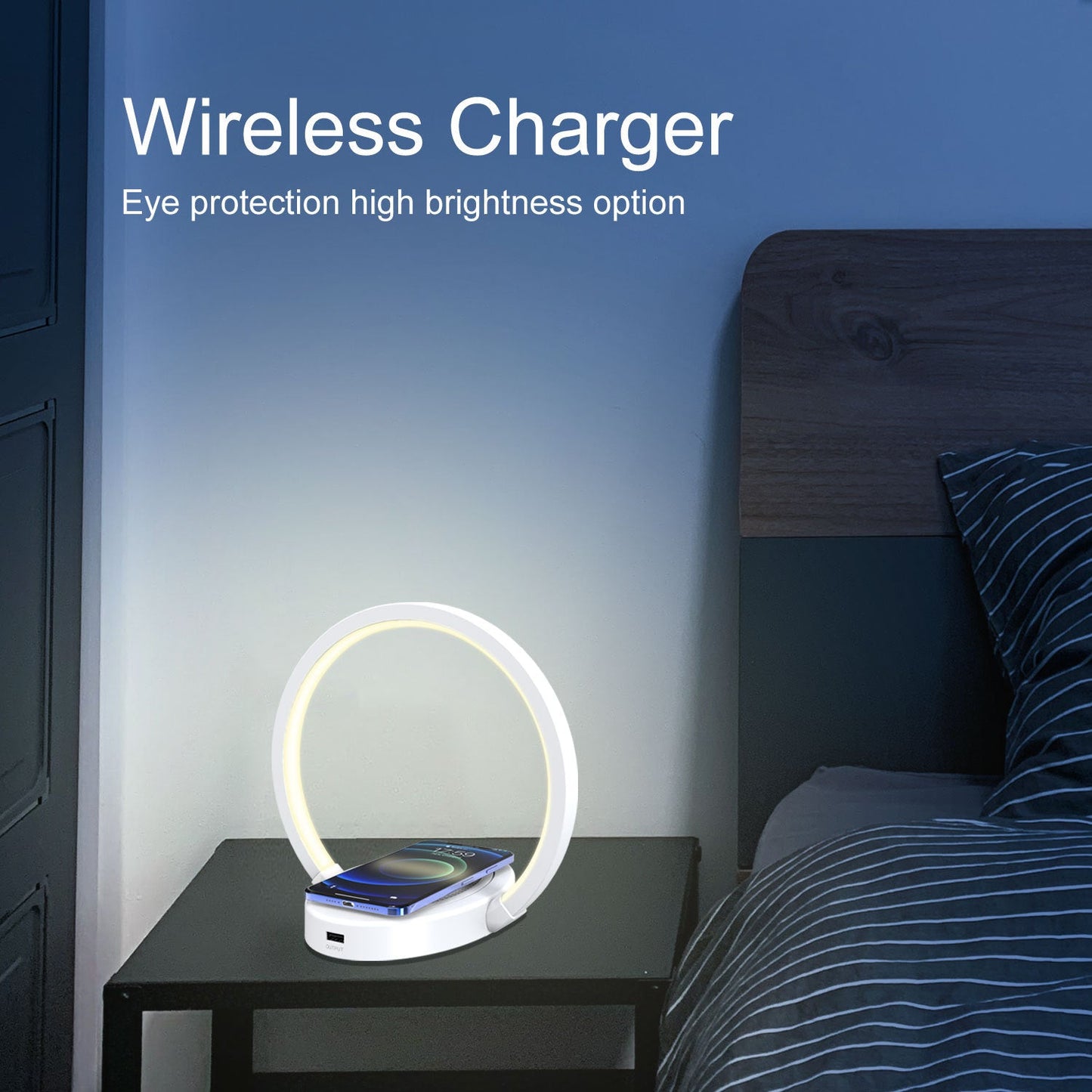 Smart Glow Lamp Wireless Speaker Desk Light With 10W Fast Charging USB