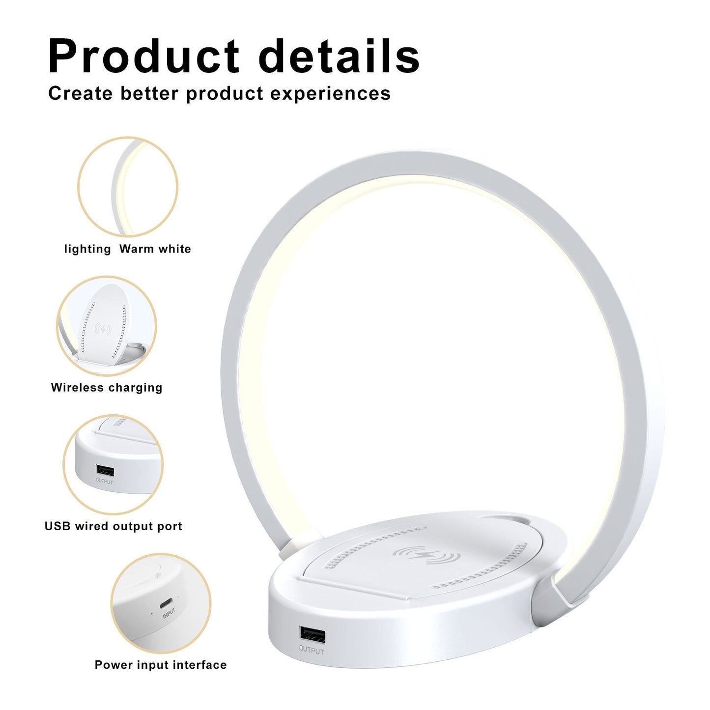 Smart Glow Lamp Wireless Speaker Desk Light With 10W Fast Charging USB