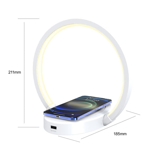 Smart Glow Lamp Wireless Speaker Desk Light With 10W Fast Charging USB