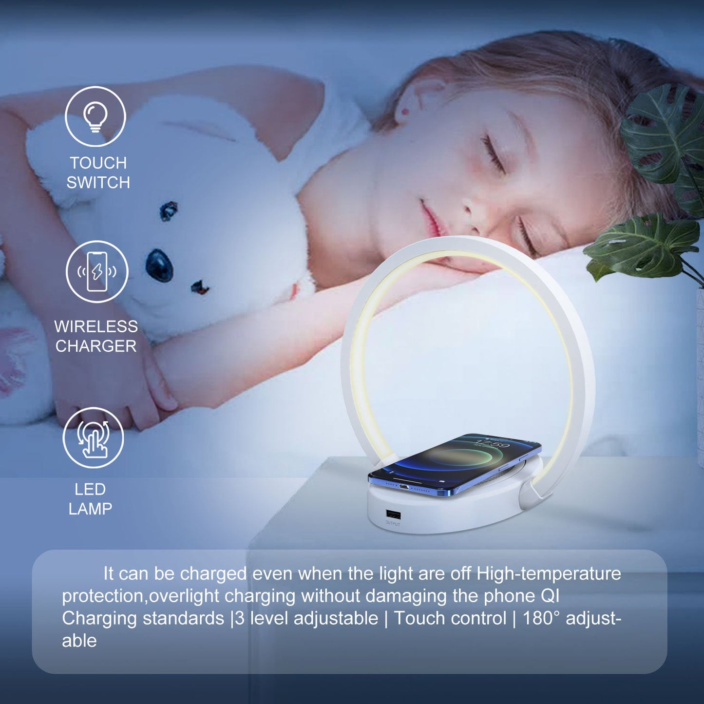 Smart Glow Lamp Wireless Speaker Desk Light With 10W Fast Charging USB